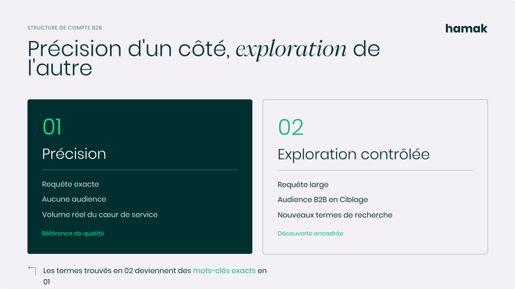 graphique des structure de compte B2B, article ciblage vs observation